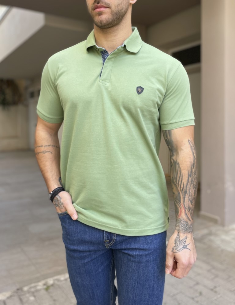Everbest Everbest ανδρική φιστικί πικέ Polo μπλούζα Plus Size 252832F